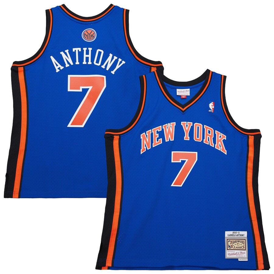 Carmelo Anthony New York Knicks Mitchell & Ness 2010/11 Swingman Jersey - Blue thumbnail 1