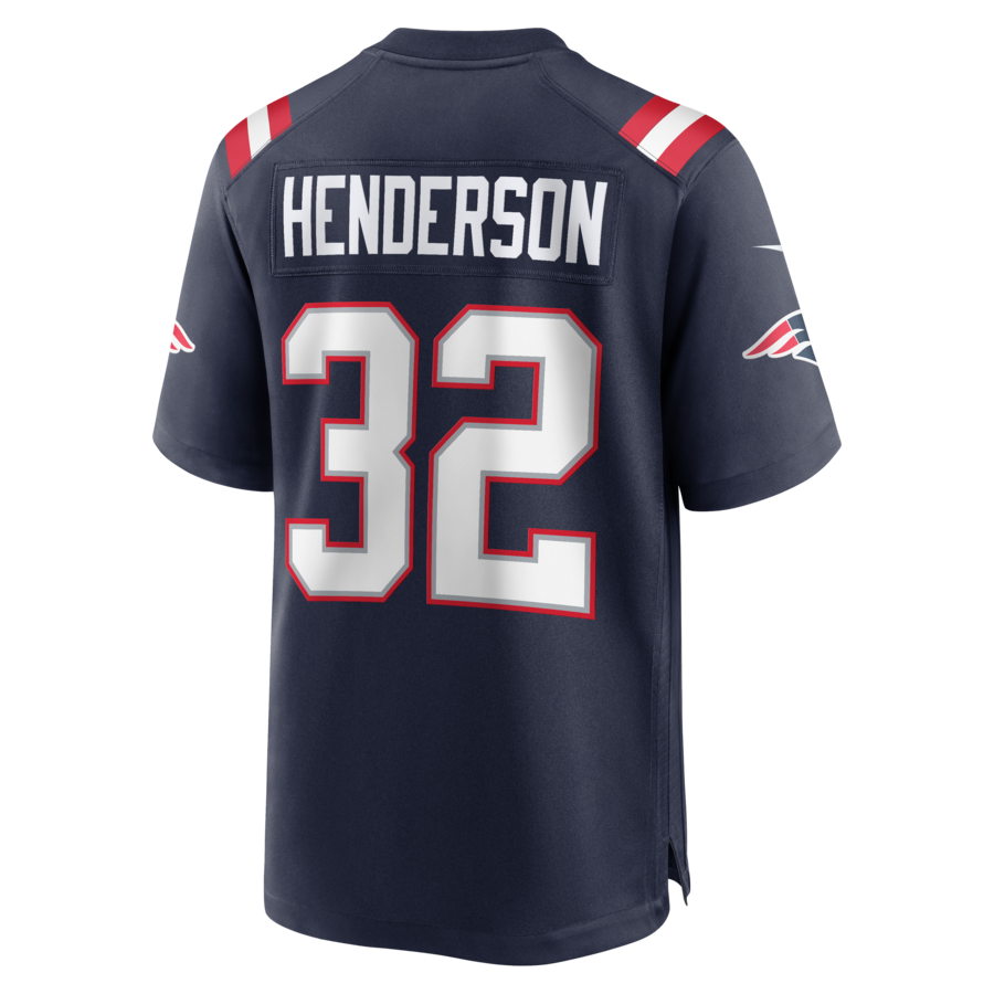 TreVeyon Henderson New England Patriots Nike 2025 NFL Draft Game Jersey - Navy thumbnail 4