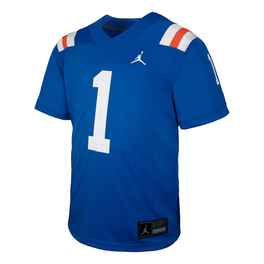 #1 Florida Gators Jordan Brand Youth Alternate Football Game Jersey - Royal thumbnail 3