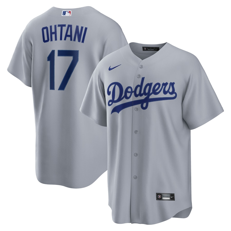 Shohei Ohtani Los Angeles Dodgers Nike Road Replica Jersey - Gray thumbnail 2