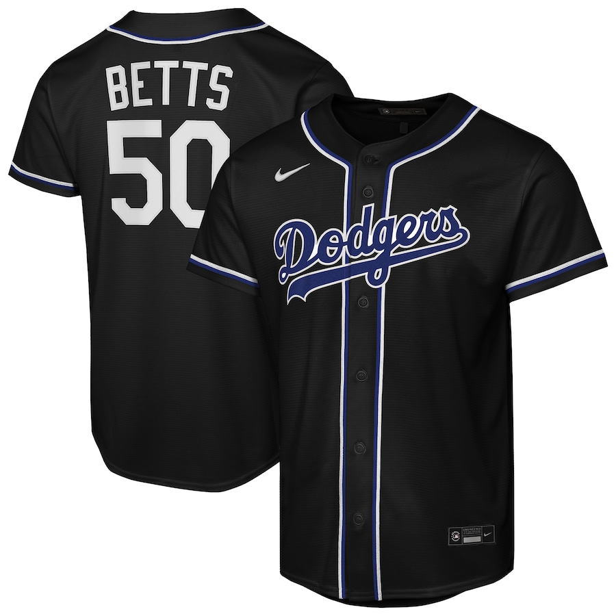 Mookie Betts Los Angeles Dodgers Nike Youth Fashion Replica Player Jersey - Black thumbnail 2
