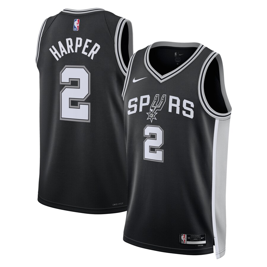 Dylan Harper San Antonio Spurs Nike Unisex 2025 NBA Draft First Round Pick Swingman Jersey - Icon Edition - Black thumbnail 1