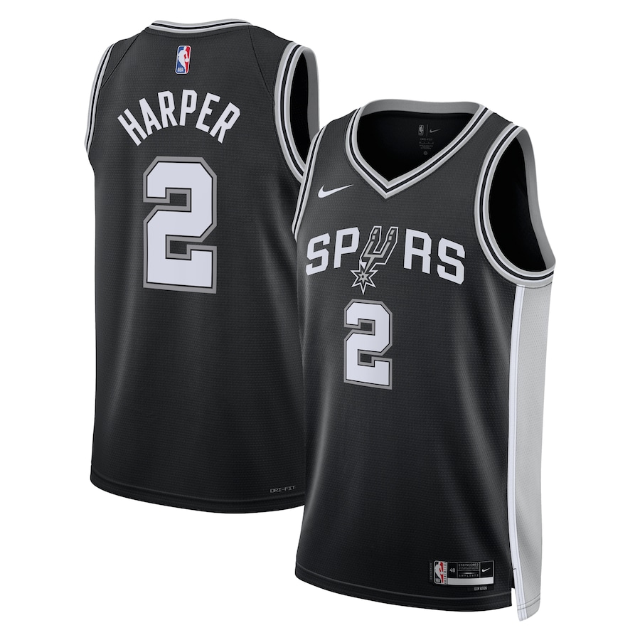 Dylan Harper San Antonio Spurs Nike Unisex 2025 NBA Draft First Round Pick Swingman Jersey - Icon Edition - Black thumbnail 2