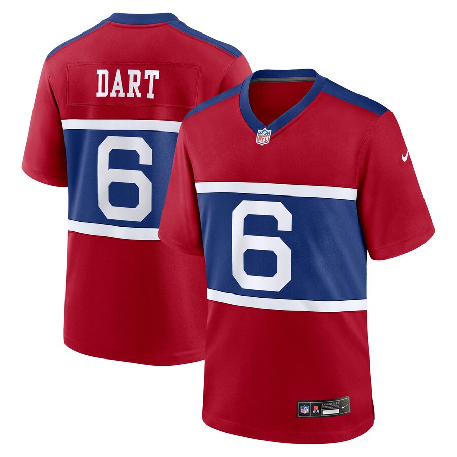 Jaxson Dart New York Giants Nike Alternate Century Red Game Jersey - Red thumbnail 1
