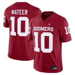 John Mateer Oklahoma Sooners Jordan Brand Home NIL Football Game Jersey - Crimson