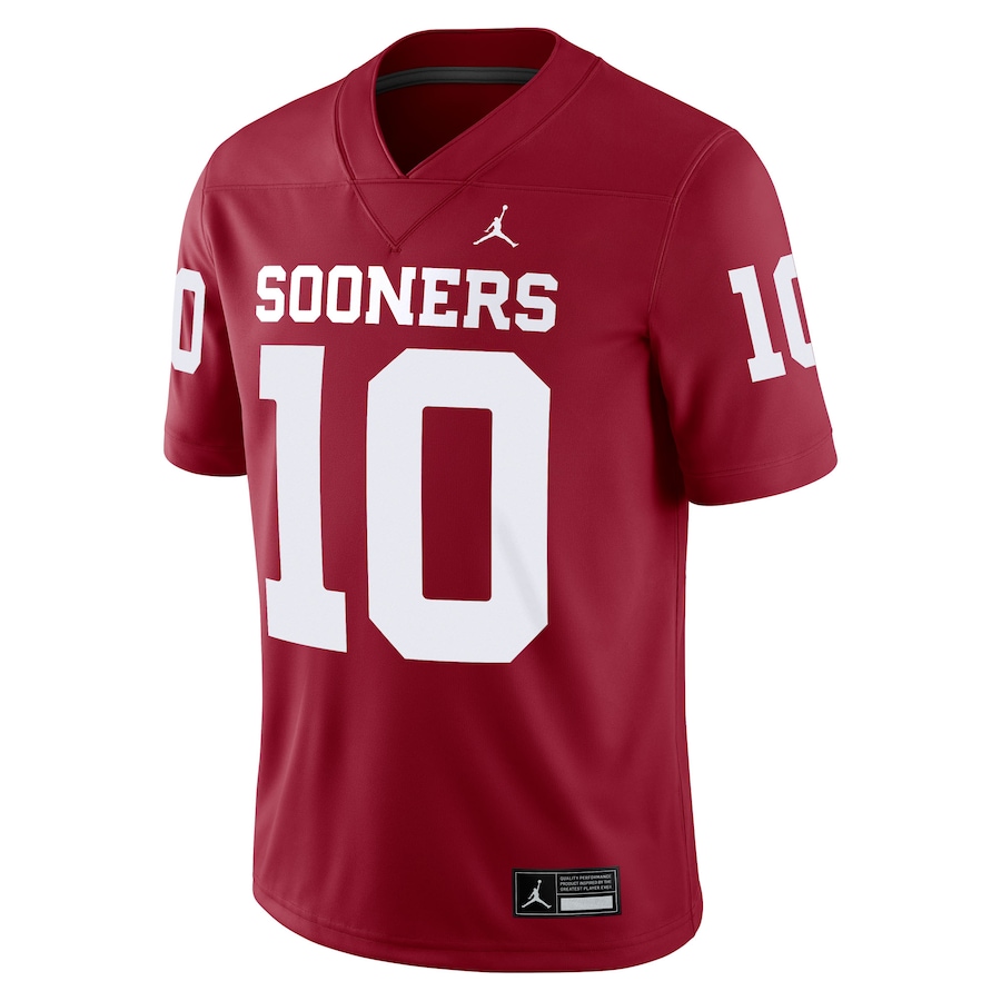 John Mateer Oklahoma Sooners Jordan Brand Home  NIL Football Game Jersey - Crimson thumbnail 3