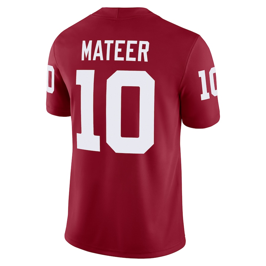 John Mateer Oklahoma Sooners Jordan Brand Home  NIL Football Game Jersey - Crimson thumbnail 4
