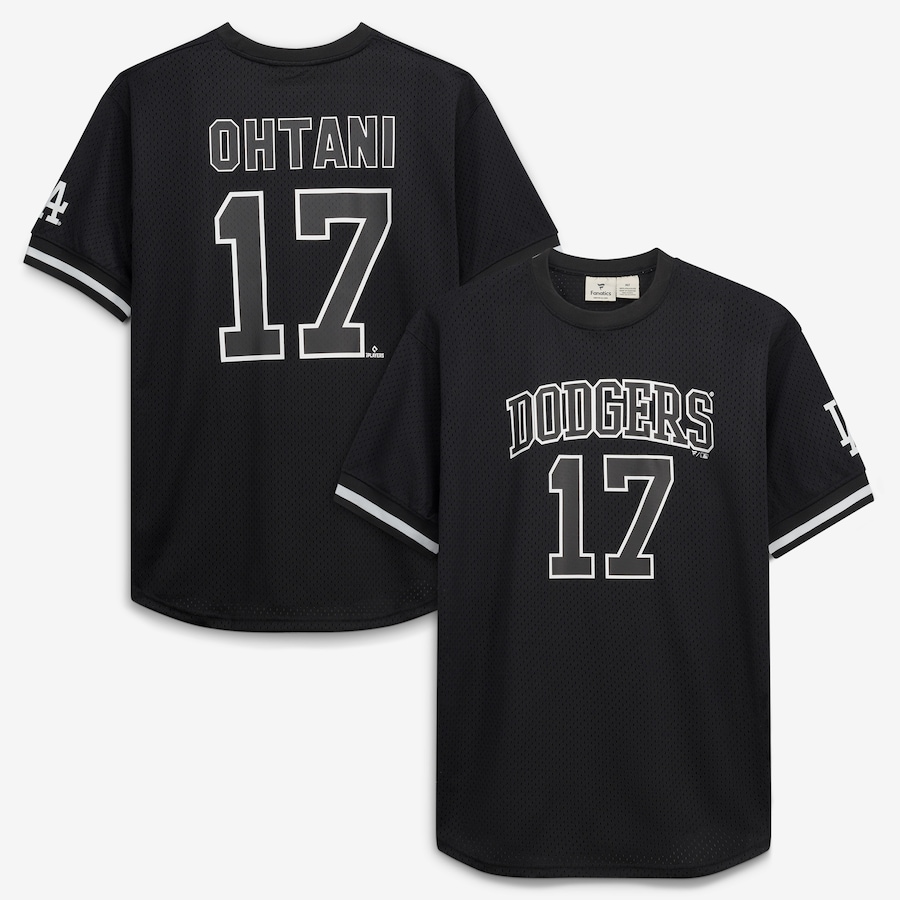 Shohei Ohtani Los Angeles Dodgers Fanatics Big & Tall Heavyweight Mesh Jersey - Black/White thumbnail 2