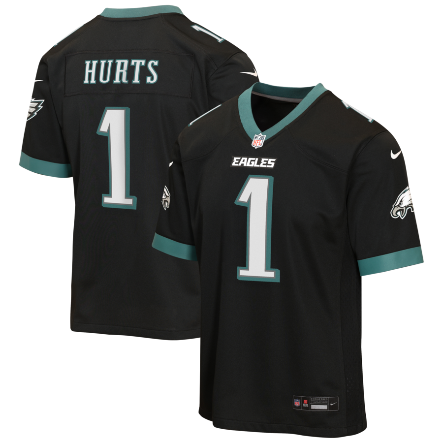 Jalen Hurts Philadelphia Eagles Nike Youth Alternate Game Jersey - Black thumbnail 1