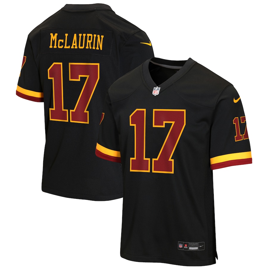Terry McLaurin Washington Commanders Nike Youth Hail Raiser Alternate Game Jersey - Black thumbnail 2