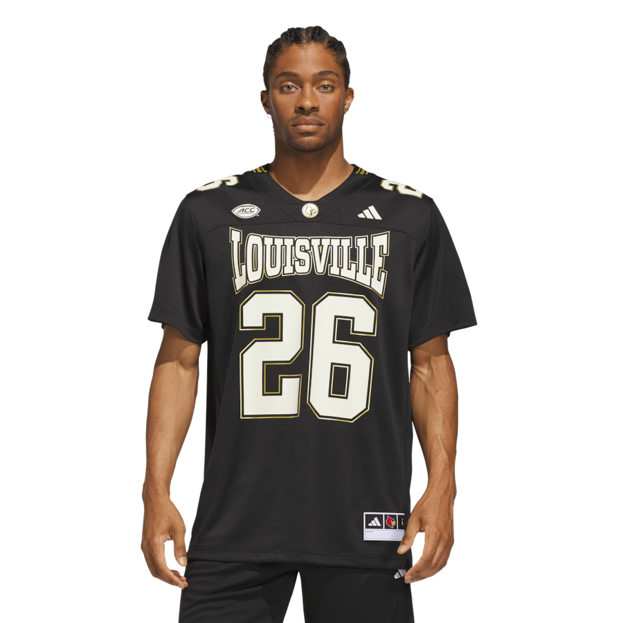 #26 Louisville Cardinals adidas For the Ville Premier Strategy Jersey - Black thumbnail 2