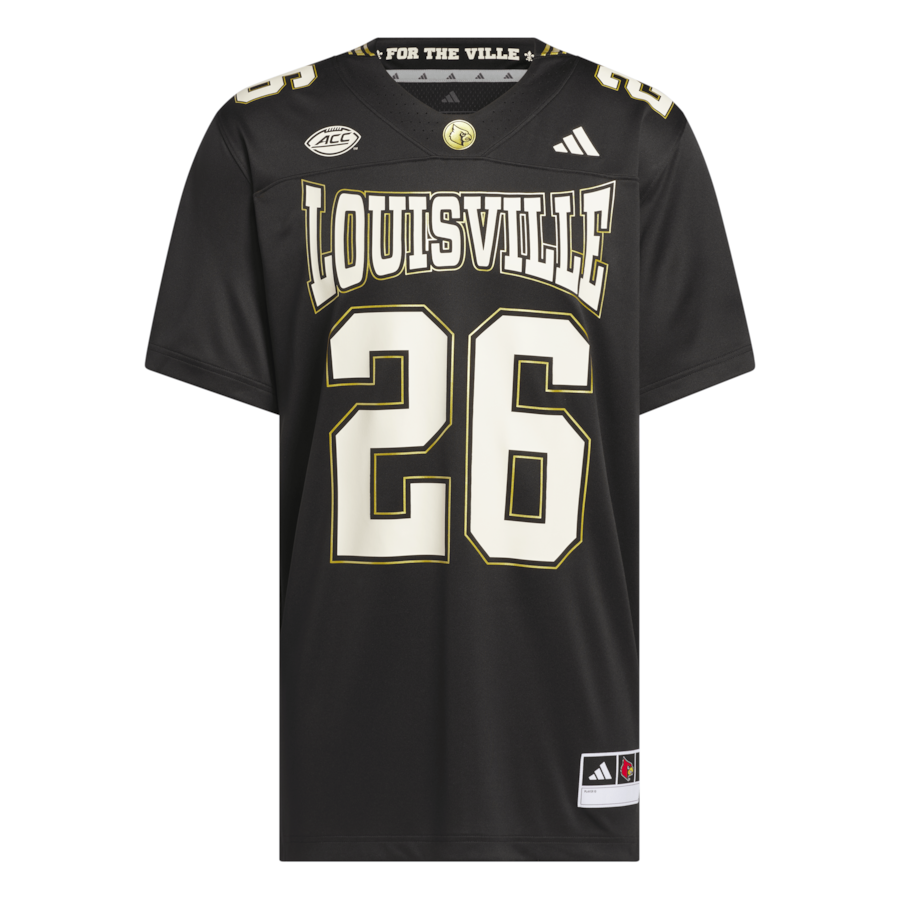 #26 Louisville Cardinals adidas For the Ville Premier Strategy Jersey - Black thumbnail 5