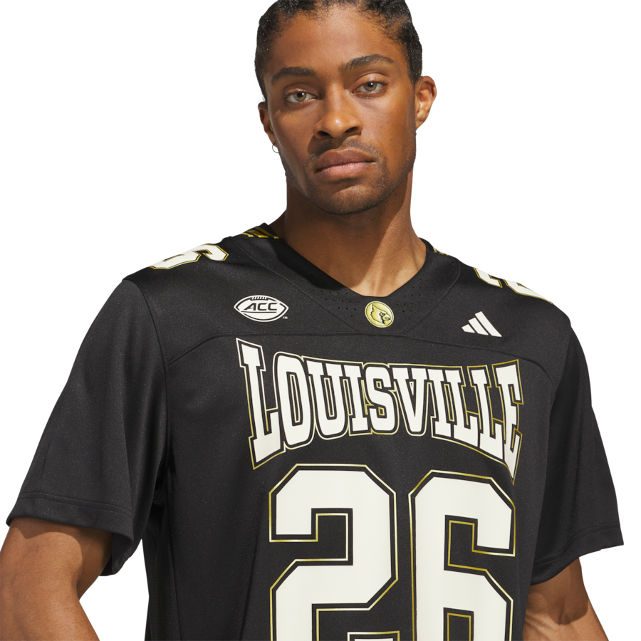 #26 Louisville Cardinals adidas For the Ville Premier Strategy Jersey - Black thumbnail 7
