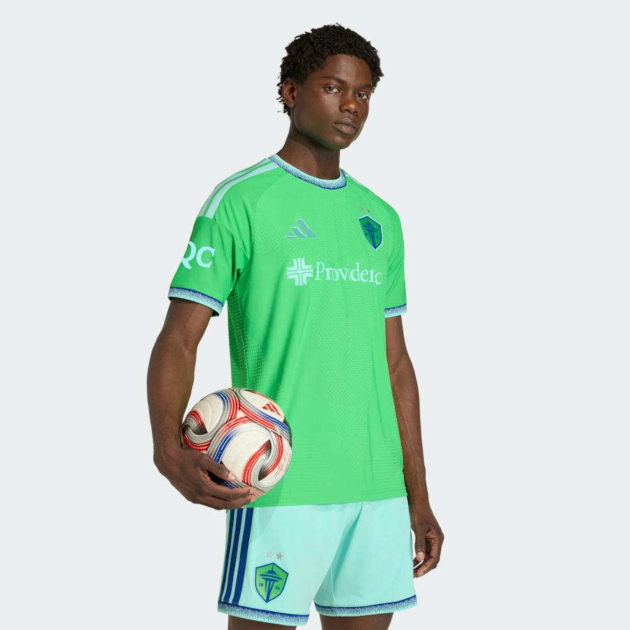 Seattle Sounders FC adidas 2026 The Evergreen State Kit On-Field Authentic Patch Jersey - Rave Green thumbnail 2