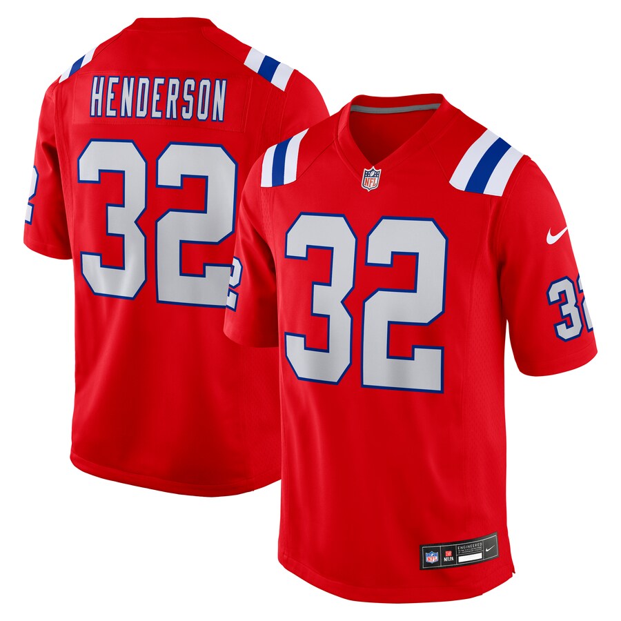 TreVeyon Henderson New England Patriots Nike Alternate Game Player Jersey - Red thumbnail 1