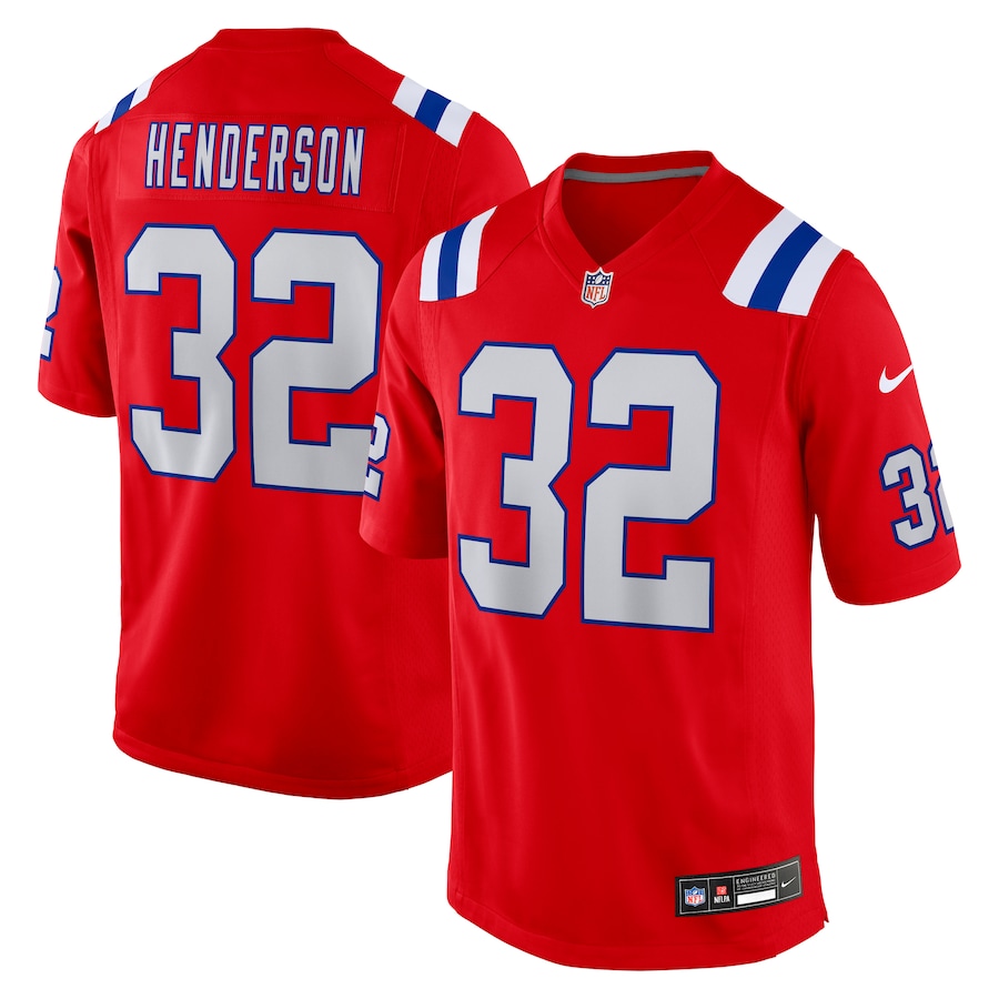 TreVeyon Henderson New England Patriots Nike Alternate Game Player Jersey - Red thumbnail 2
