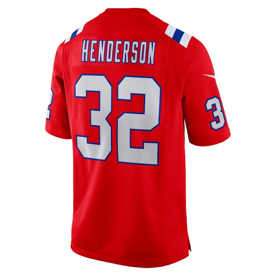TreVeyon Henderson New England Patriots Nike Alternate Game Player Jersey - Red thumbnail 4