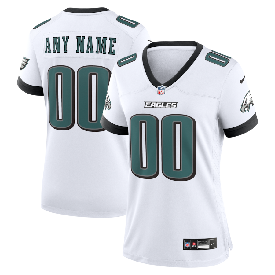 Philadelphia Eagles Nike Women's Team Custom Game Jersey - White thumbnail 2