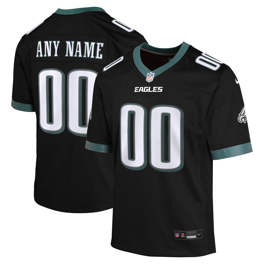 Philadelphia Eagles Nike Youth Alternate Custom Game Jersey - Black thumbnail 1
