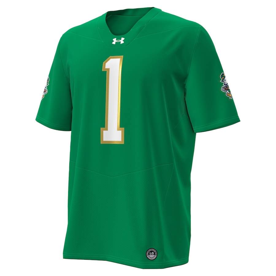 #1 Notre Dame Fighting Irish Under Armour Irish Wear Green Football Twill Replica Jersey - Kelly Green thumbnail 3