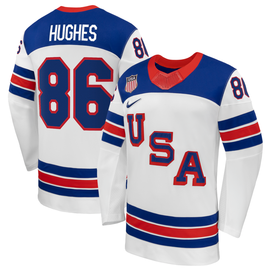 Jack Hughes Nike US Hockey 2026 Away Replica Jersey - White thumbnail 2