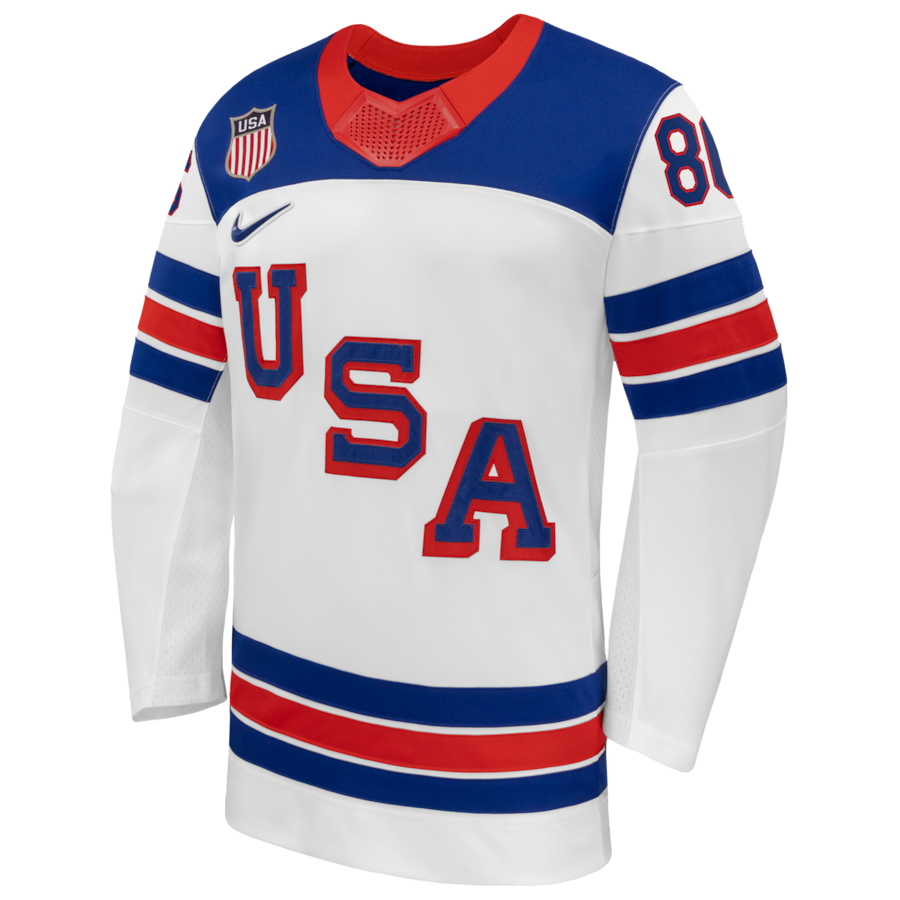 Jack Hughes Nike US Hockey 2026 Away Replica Jersey - White thumbnail 3