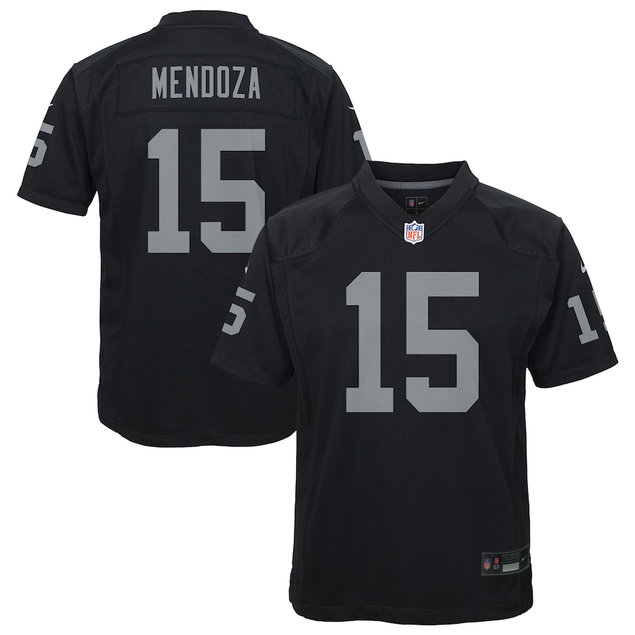 Fernando Mendoza Las Vegas Raiders Nike Youth Team Game Jersey - Black thumbnail 2