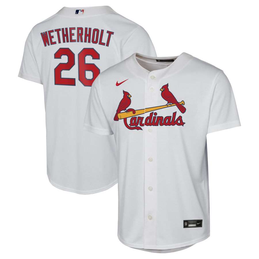 JJ Wetherholt St. Louis Cardinals Nike Youth Home Replica Jersey - White thumbnail 2