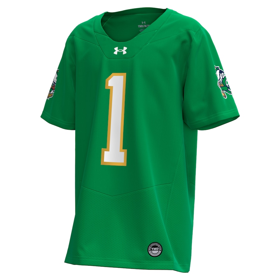 #1 Notre Dame Fighting Irish Under Armour Youth Alternate Irish Wear Green Replica Football Jersey - Kelly Green thumbnail 3