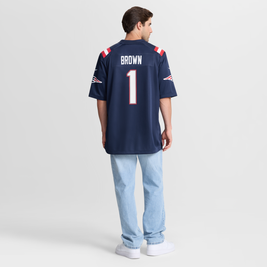 A.J. Brown New England Patriots Nike Team Game Jersey - Navy thumbnail 4