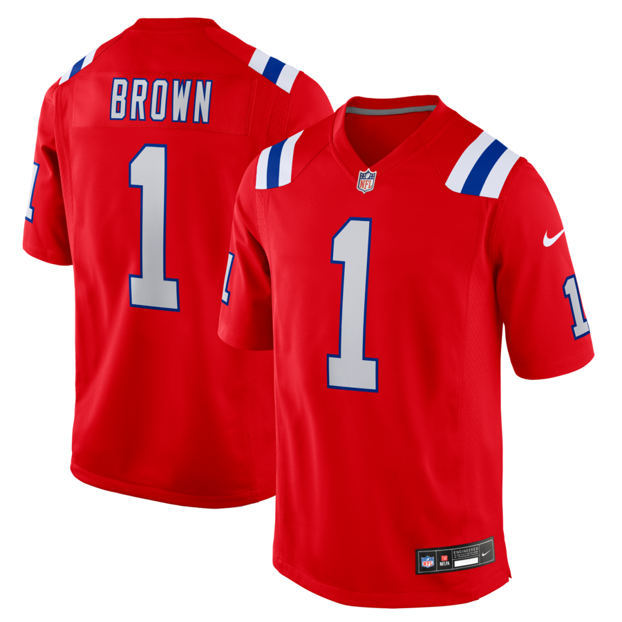 A.J. Brown New England Patriots Nike Game Jersey - Red thumbnail 1