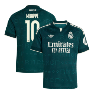 Kylian Mbappé Real Madrid adidas Youth 2026/27 Away Replica Jersey - Green