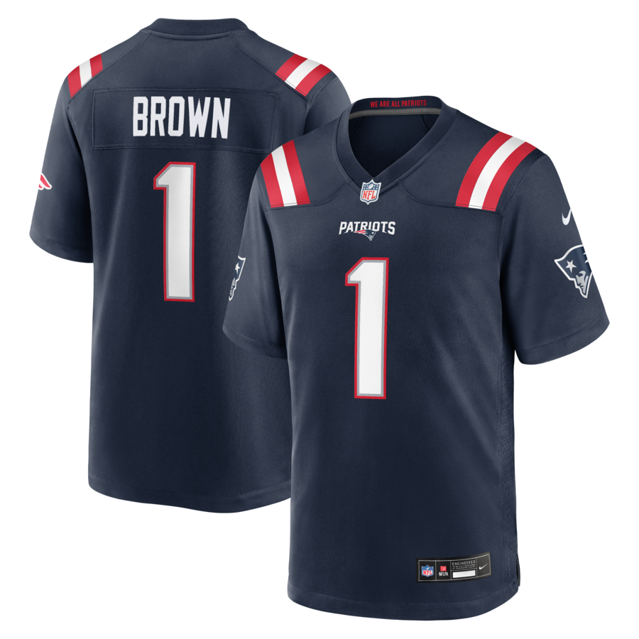 A.J. Brown New England Patriots Nike Youth Team Game Jersey - Navy thumbnail 1
