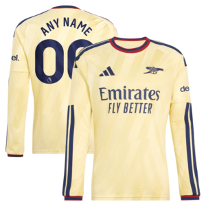 Arsenal adidas 2026/27 Third Replica Custom Long Sleeve Jersey - Yellow