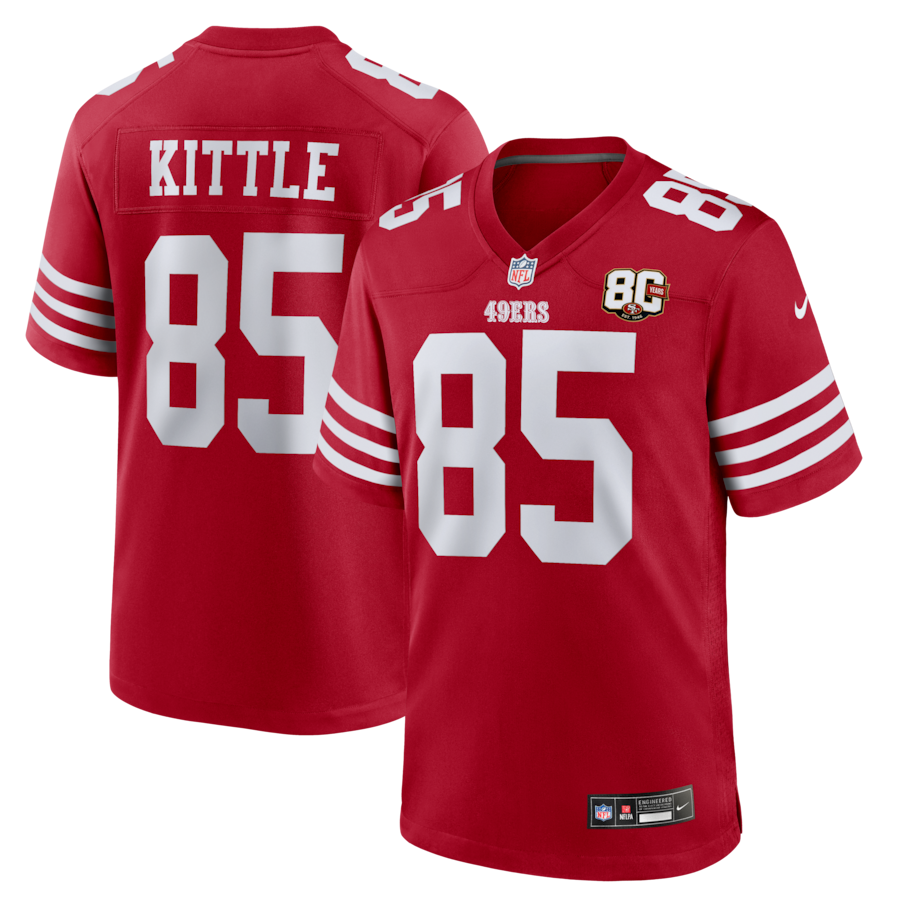 George Kittle San Francisco 49ers Nike 80th Anniversary Game Jersey - Scarlet thumbnail 2