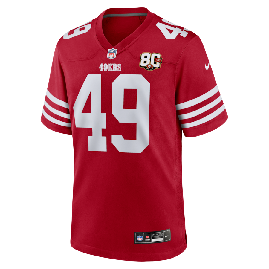 The Faithful San Francisco 49ers Nike 80th Anniversary Game Jersey - Scarlet thumbnail 3