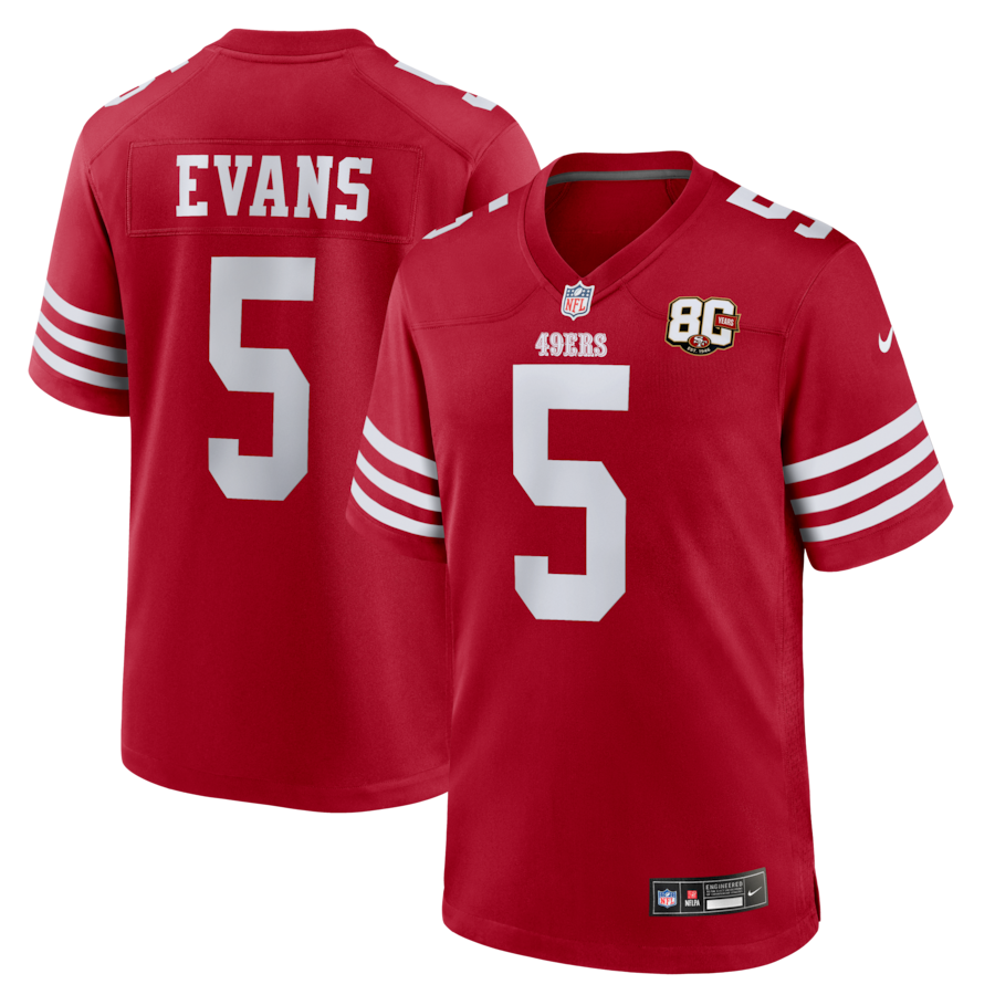 Mike Evans San Francisco 49ers Nike 80th Anniversary Game Jersey - Scarlet thumbnail 2