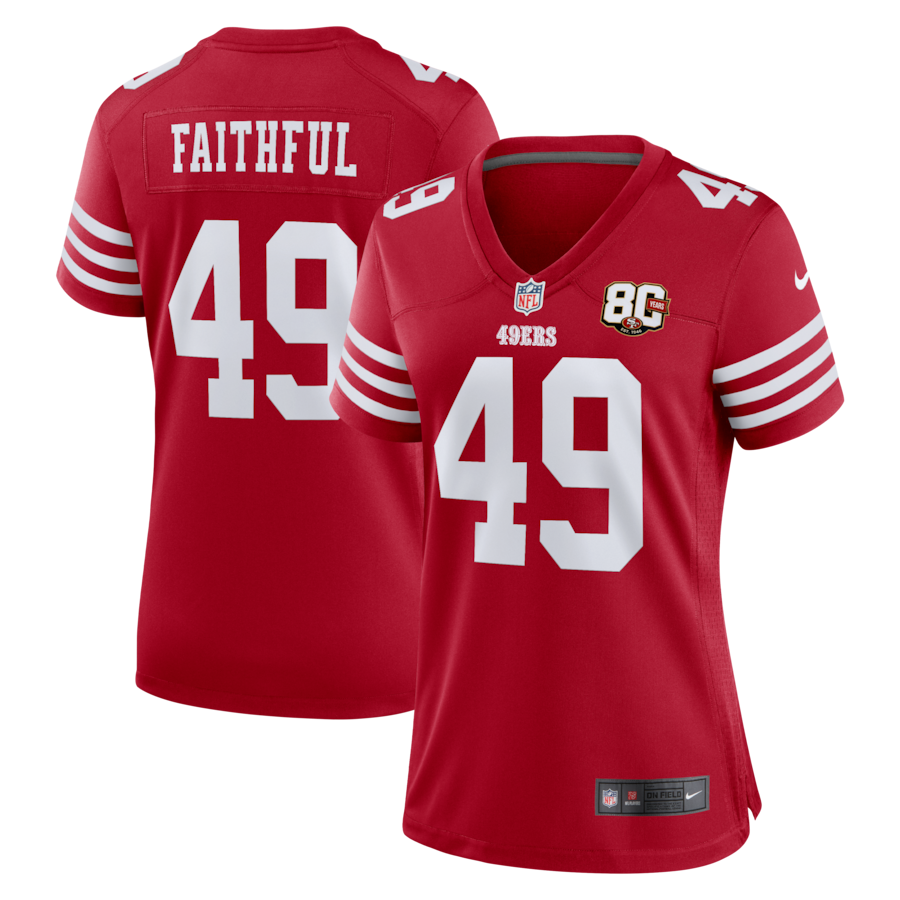 The Faithful San Francisco 49ers Nike Women's 80th Anniversary Game Jersey - Scarlet thumbnail 2