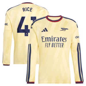 Declan Rice Arsenal adidas 2026/27 Third Replica Long Sleeve Jersey - Yellow