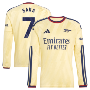 Bukayo Saka Arsenal adidas 2026/27 Third Replica Long Sleeve Jersey - Yellow