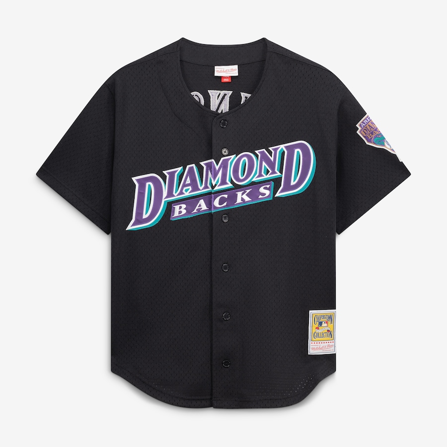 Randy Johnson Arizona Diamondbacks Mitchell & Ness Cooperstown Collection Mesh Batting Practice Button-Up Jersey - Black thumbnail 3