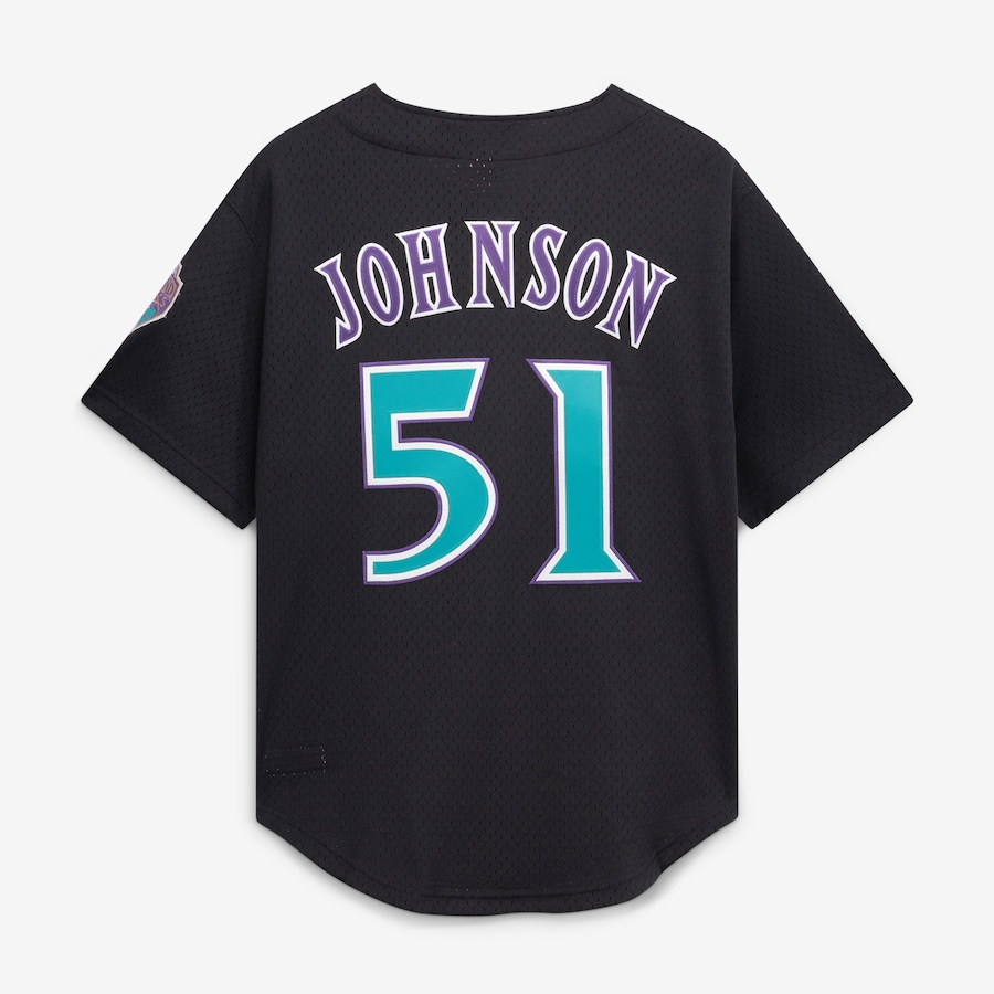 Randy Johnson Arizona Diamondbacks Mitchell & Ness Cooperstown Collection Mesh Batting Practice Button-Up Jersey - Black thumbnail 4