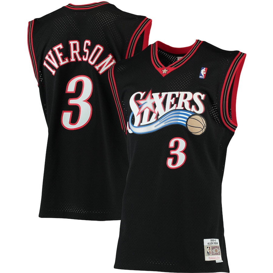 Allen Iverson Philadelphia 76ers Mitchell & Ness 2000/01 Big & Tall Hardwood Classics Swingman Jersey - Black thumbnail 2