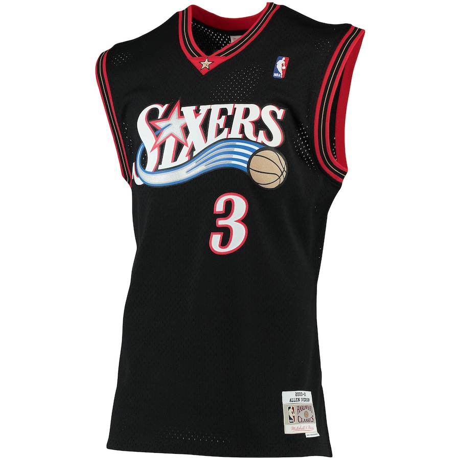 Allen Iverson Philadelphia 76ers Mitchell & Ness 2000/01 Big & Tall Hardwood Classics Swingman Jersey - Black thumbnail 3