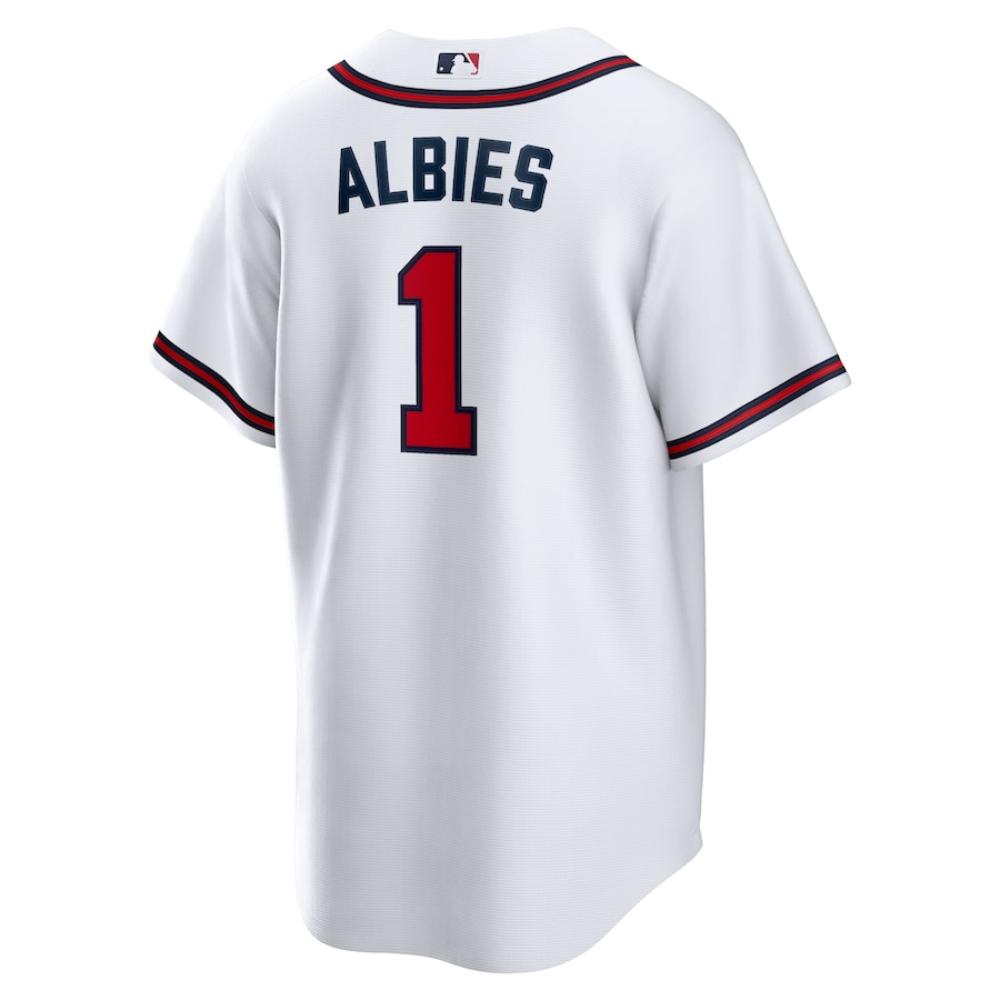 Ozzie Albies Atlanta Braves Nike Home Replica Player Name Jersey - White thumbnail 4