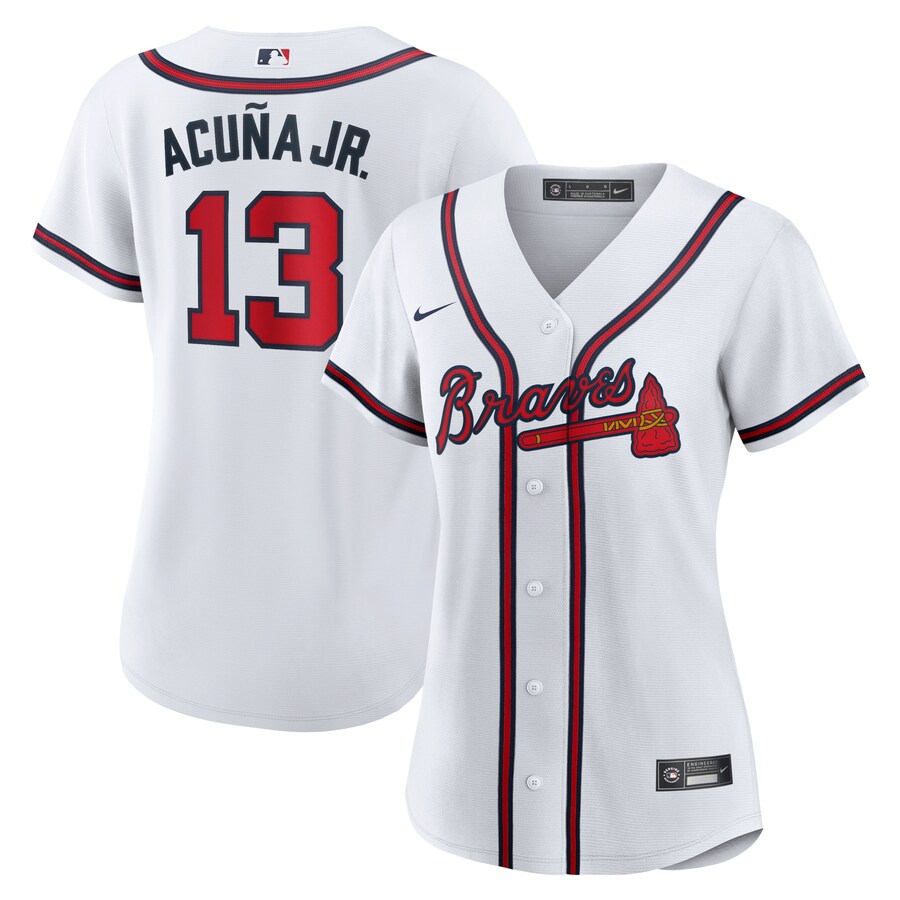 Ronald Acuna Jr. Atlanta Braves Nike Women's Home Replica Player Jersey - White thumbnail 2