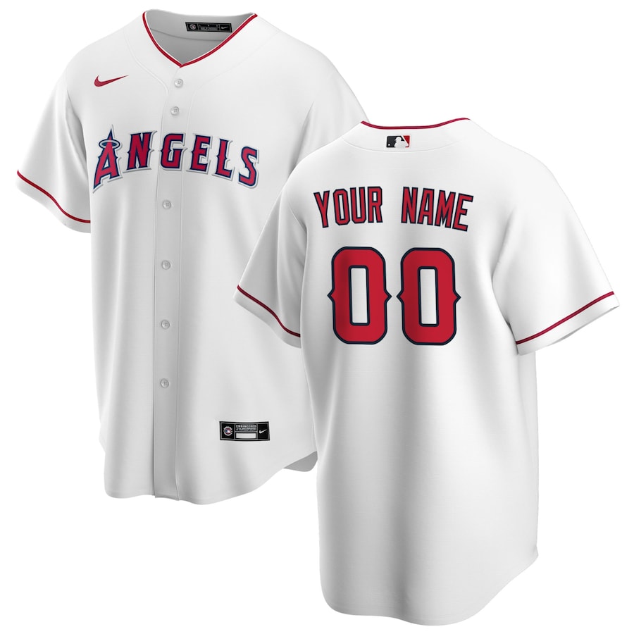 Los Angeles Angels Nike Home Replica Custom Jersey - White thumbnail 2