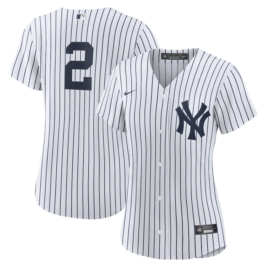 Derek Jeter New York Yankees Nike Women's Home Replica Player Jersey - White/Navy thumbnail 2