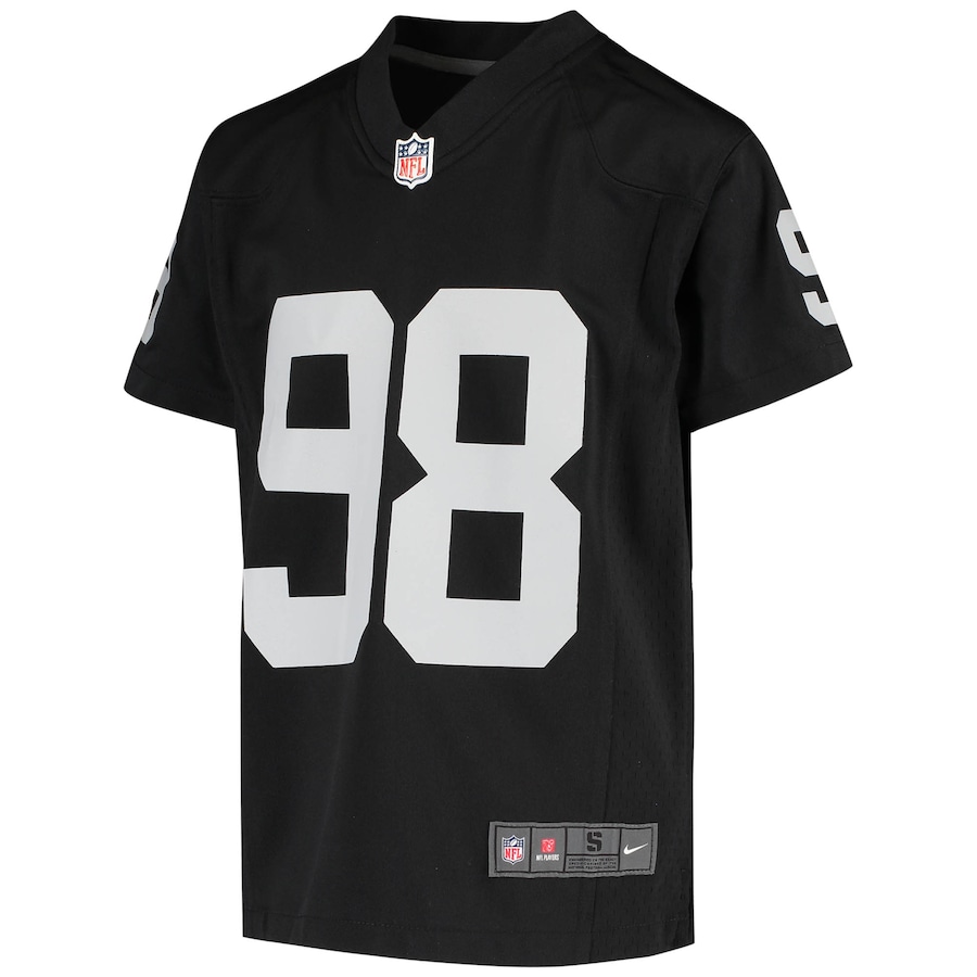 Maxx Crosby Las Vegas Raiders Nike Youth Game Jersey - Black thumbnail 3