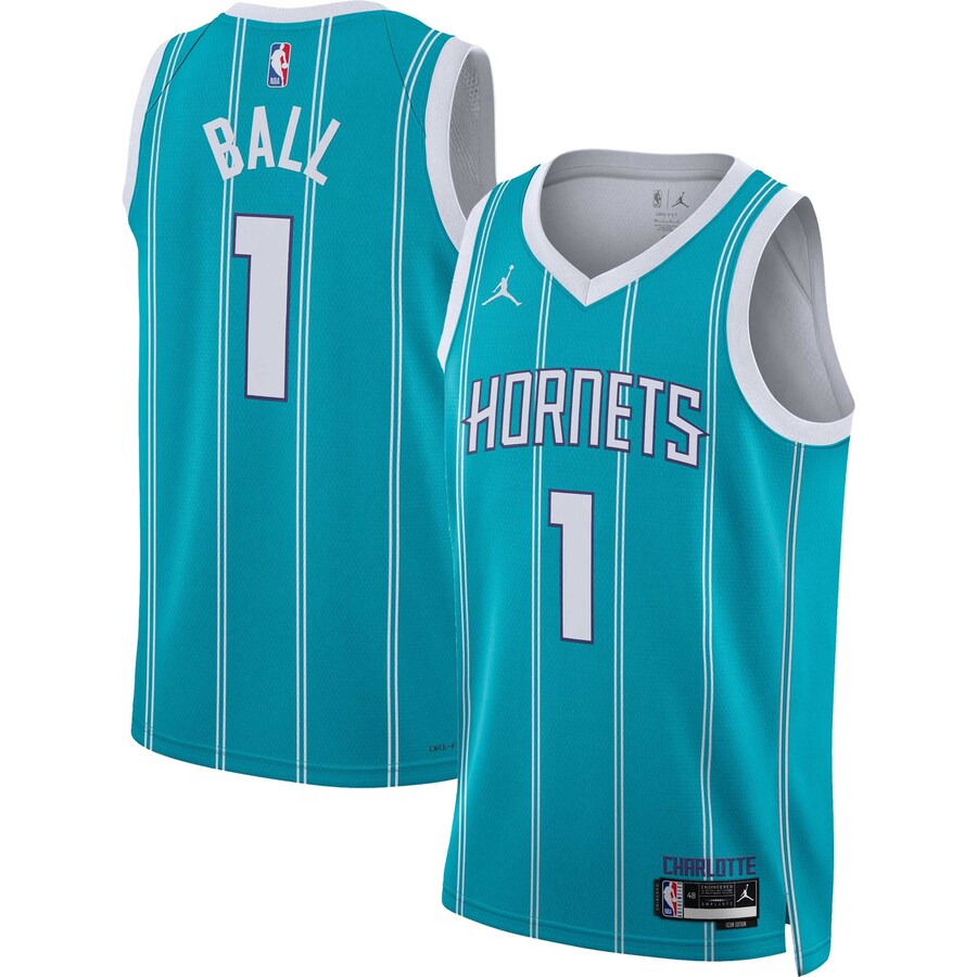LaMelo Ball Charlotte Hornets Jordan Brand Unisex Swingman Jersey - Icon Edition - Teal thumbnail 1